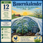 Frühlingsgarten mit Frostschutzvlies während der Eisheiligen
