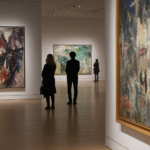 Modernes Kunstmuseum mit großen abstrakten Gemälden